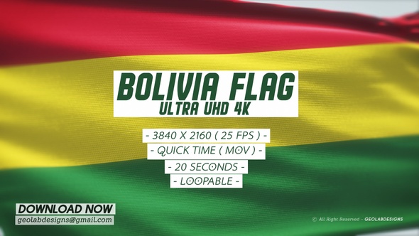 Bolivia Flag - Ultra UHD 4K Loopable