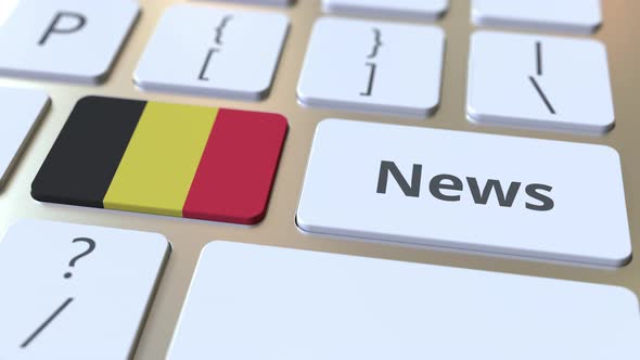 News Text and Flag of Belgium on the Keys alt