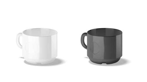 Blank black, white ceramic 8oz mug label , looped rotation