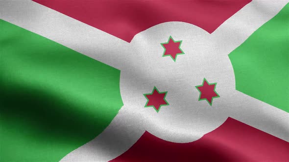 Burundi Flag Seamless Closeup Waving Animation