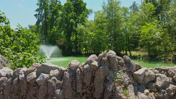 Giardini Margherita Gardens in Bologna Fountain Pond