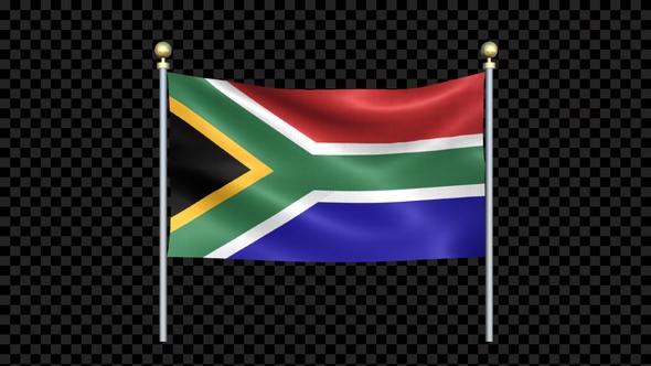 South Africa Flag Waving In Double Pole Looped