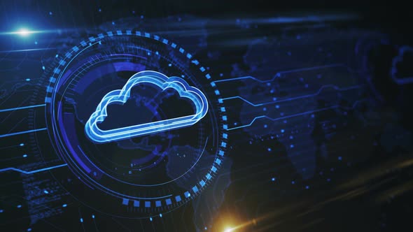 Cloud computing and online storage symbol loop digital concept alt