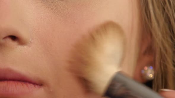 Beautiful Woman Face. Perfect Makeup. Beauty Fashion. Close Up. Slow Motion