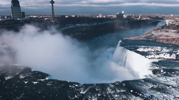 Short Flight Above Horseshoe Falls Ontario Canada