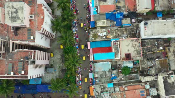 Birds eye view of busy street in Bangalore