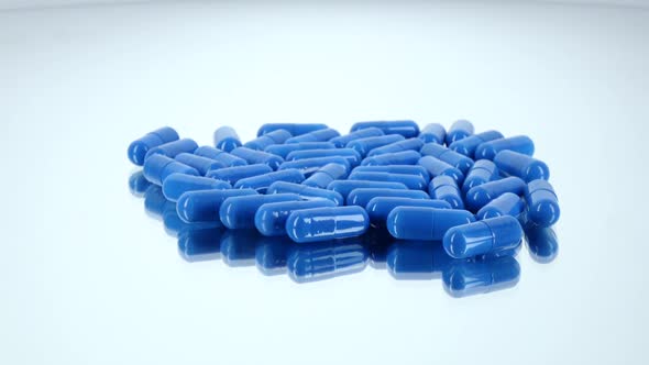 Medicine Blue Pills, on White, Rotation, Reflection