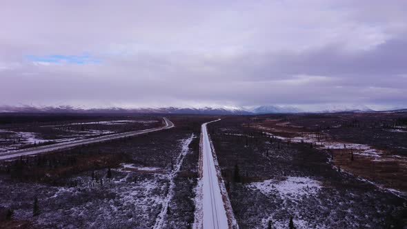 Alaska Railroad and Parks Highway in Winter