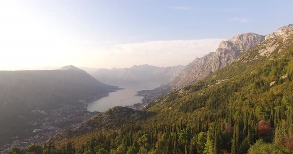 Mountains Above the Old Town of Kotor in the Bay
