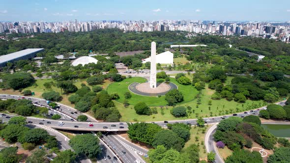 Downtown of Sao Paulo Brazil. Stunning landscape of Ibirapuera park.