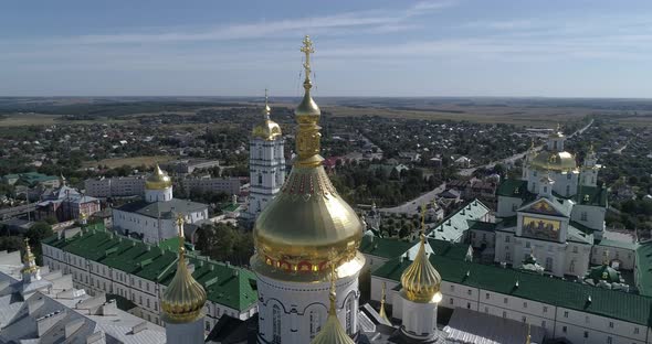 Aerial of Pochaev Monastery in Pochaiv