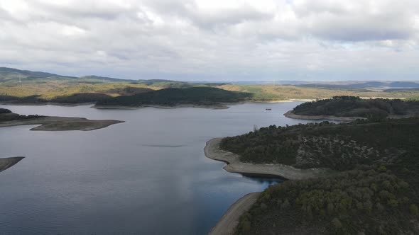 Lake Barrage Aerial Drone Dam