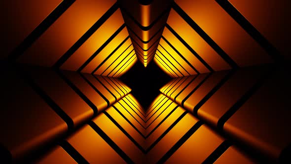 Slow Golden Polygonal Symbol Tunnel Animation 3d Render Background