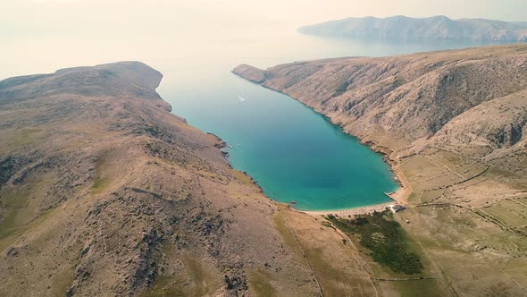 Aerial view of Vela luka bay during the summer, Baska, Croatia.