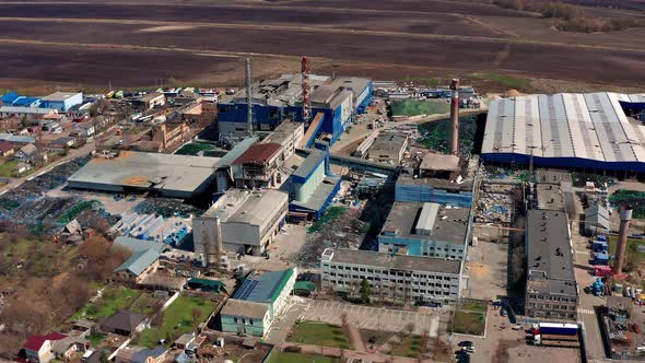 Top view of the destroyed glass factory.