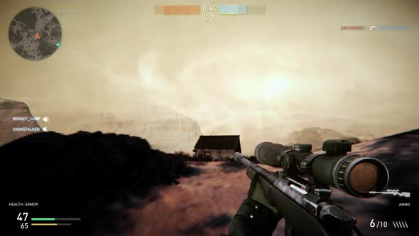 Soldier Player Character Runs With A Sniper Rifle In A Digital Game War World