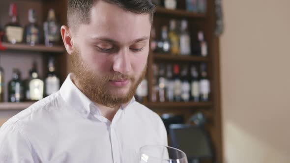 Sommelier Tating the Wine Slow Motion