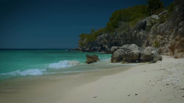 Playa Lagun Beach Cliff Curacao Beautiful Tropical Bay with White Sand and Blue Ocean Curacao