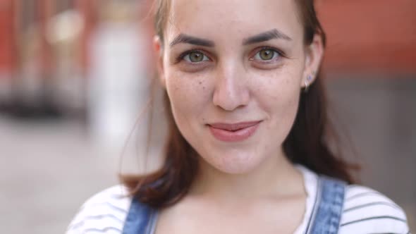 Close-up portrait of smiling girl