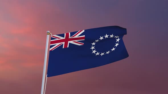 Flag Of Cook Islands Waving