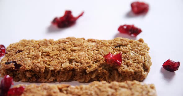 Granola bars on white background