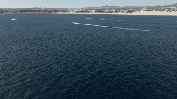 Jet Ski Riders Enjoyed on the Pacific Ocean Coast in Mexico