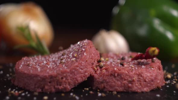 Plant Based Vegan Burger Meat Fake Vegeterian Beef Meat Close Up Fresh Impossible Veggie Food Beyond