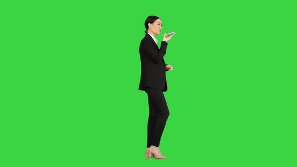 Serious Businesswoman Giving Tasks Talking Her Phone Green Screen Chroma Key
