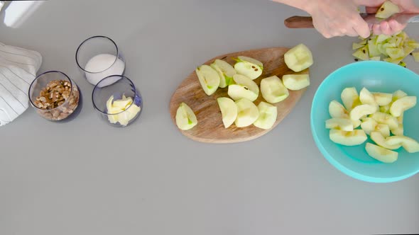 Apple Strudel with Cinnamon Cooking Process. Timelapse Top View Footage of Woman Hands Preparing