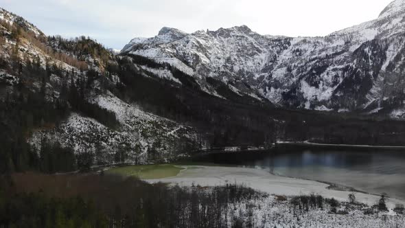 Beautiful Winter Landscape on the Lake Offensee in the Mountains in Upper Austria Salzkammergut