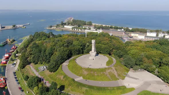 Aerial view of Westerplatte in Gdansk, Poland, where second world war started