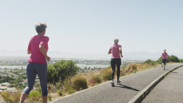 Athletics women running on the road