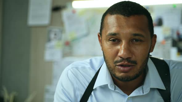 Close Up of Handsome Detective Talking at Camera