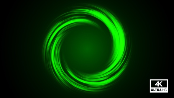 Abstract Green Neon Twirl Background Luminous Glowing Circles Looped V3