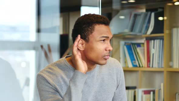 Listening Carefully Afro-American Man