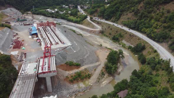 Building Bridge Via Workers Aerial