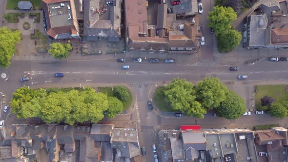 High Street Shopping Area in the UK Bird's Eye View