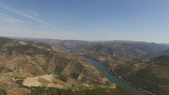 Beautiful River Douro and Vineyard Mountains, Portugal