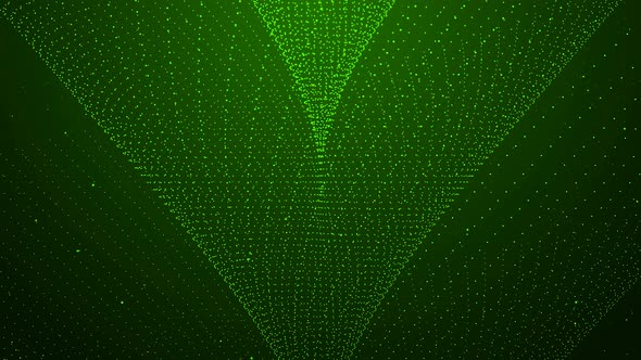 Green Color Cyclone Digital Particle Line Animated Background