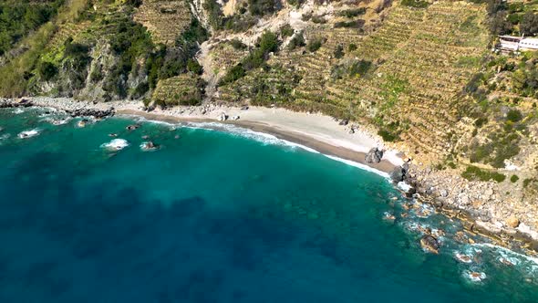 Texture of the sea and wild beach aerial view 4 K