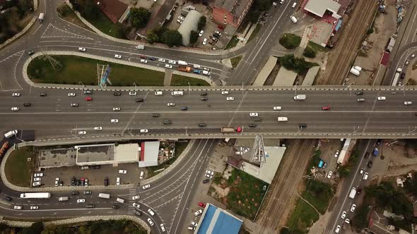 Drones Eye View - Abstract Road Traffic Jam Top View, Transportation Concept 