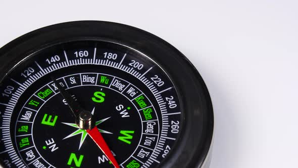 Compass Rotating on White.