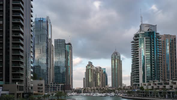 4k Day to Night Hyperlapse of Dubai Marina on Emreef St Bridge