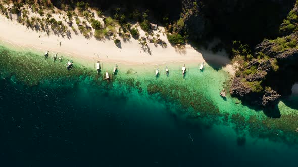 Seascape with Tropical Beach and Sea