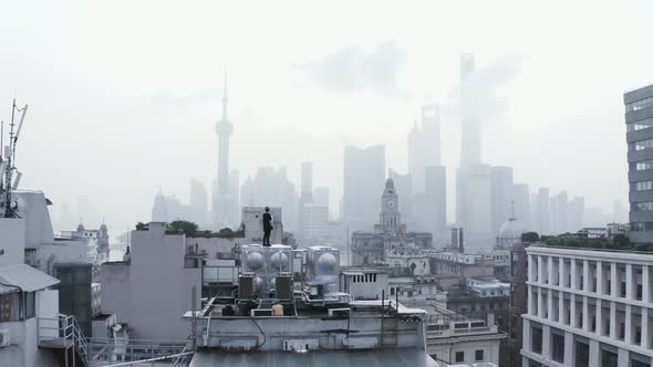 Aerial view of Shanghai financial district, Shanghai.