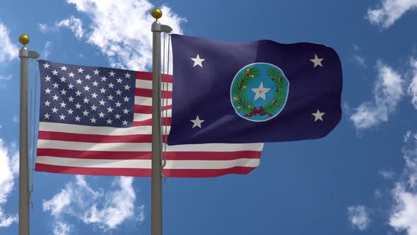 Usa Flag Vs Governor Of Texas Flag  On Flagpole