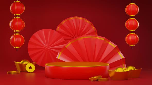 Chinese New Year Podium Product Presentation Seamless Looping 3D alt