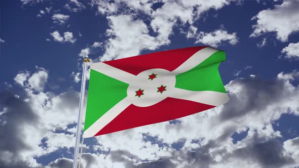 Burundi Flag With Sky 4k