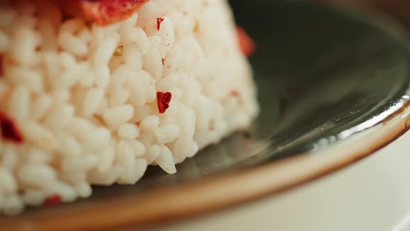 Maqluba Dish Top View Rice and Vegetables Arabian National Traditional Food