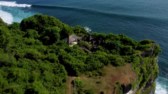 Drone fly over cliff above ocean